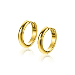 16mm ZINZI gold plated zilveren gladde oorringen met ronde buis 3mm met luxe klapsluiting ZIO2601G