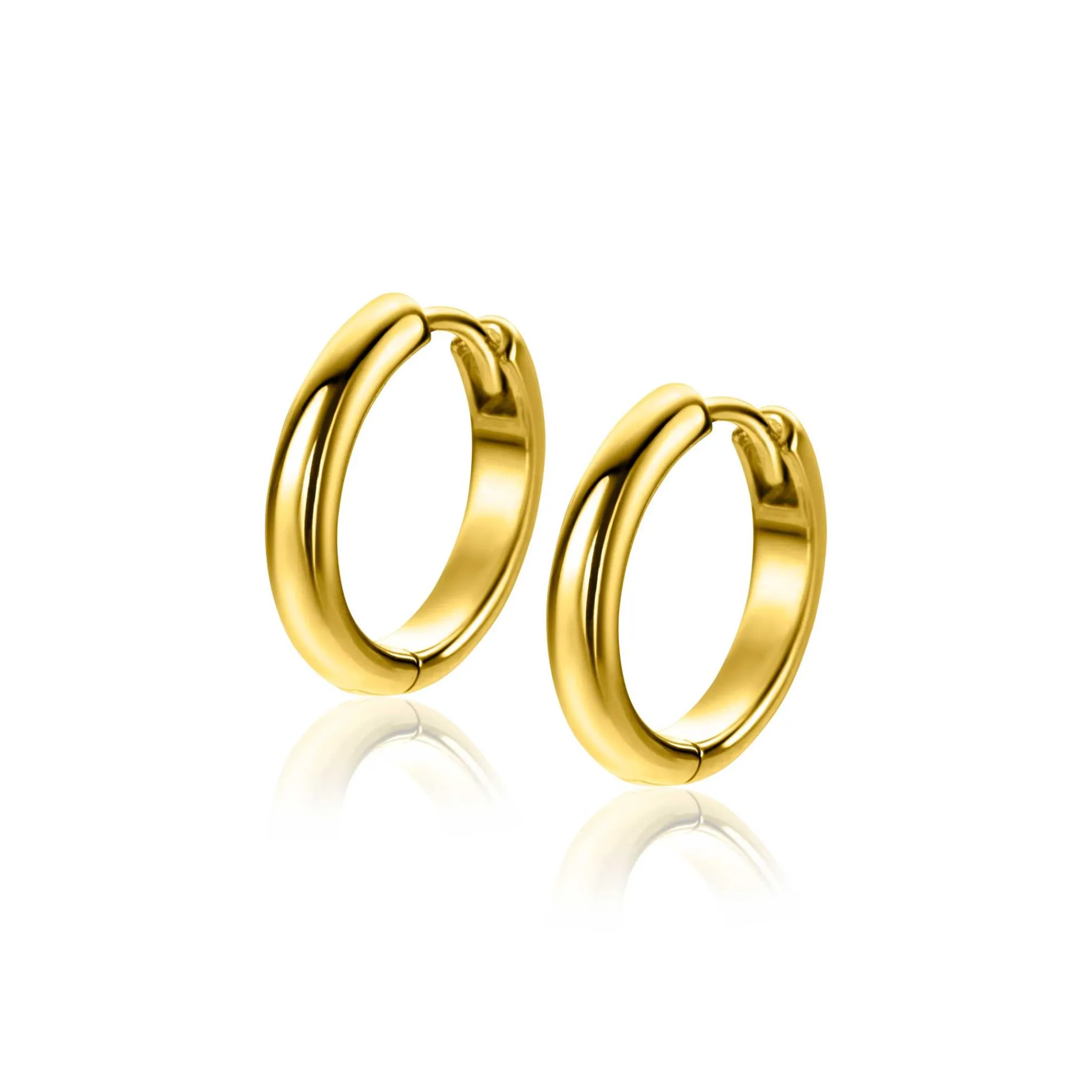 16mm ZINZI gold plated zilveren gladde oorringen met ronde buis 3mm met luxe klapsluiting ZIO2601G