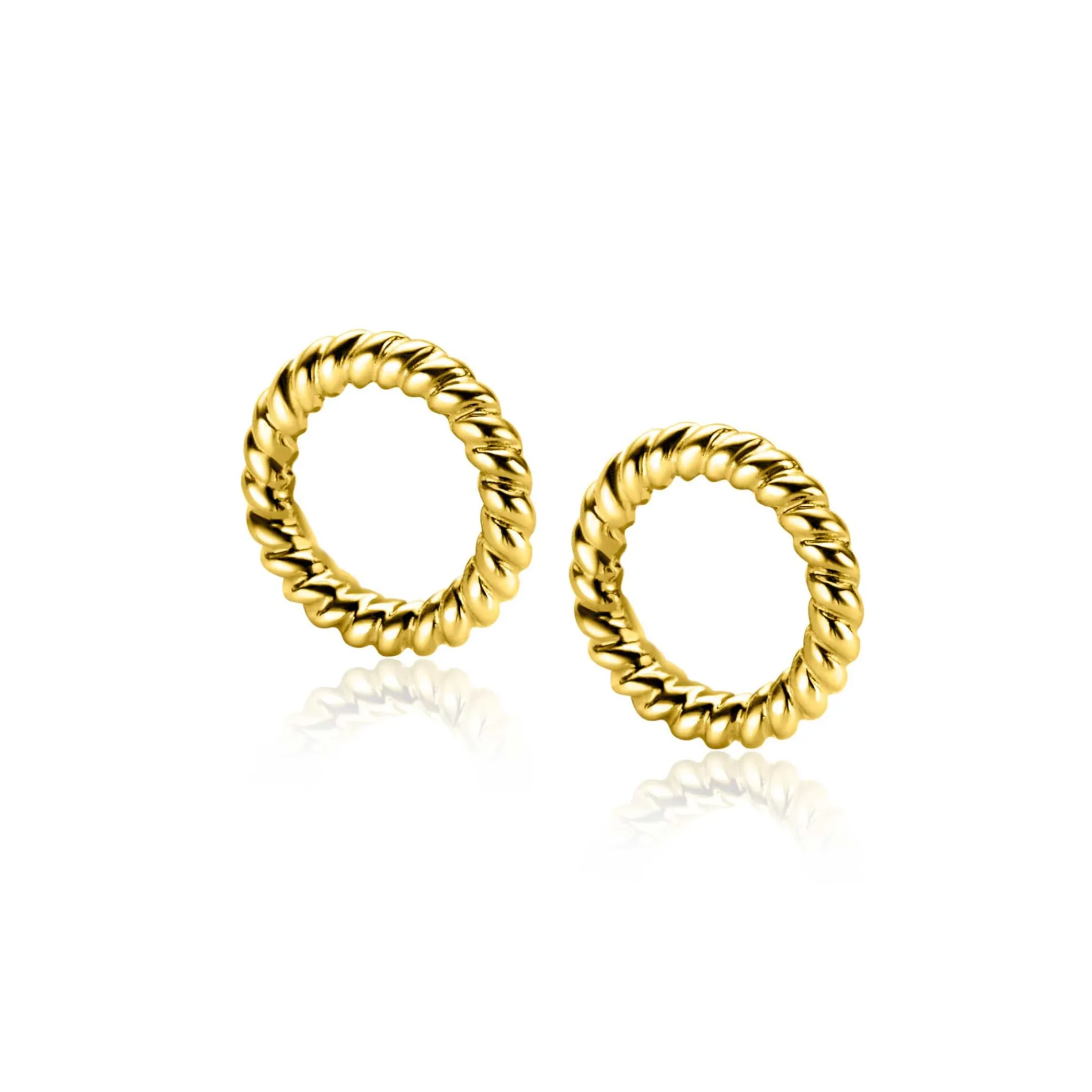 9,5mm ZINZI gold plated zilveren oorbedels ronde vorm met touweffect ZICH2594G (zonder oorringen)
