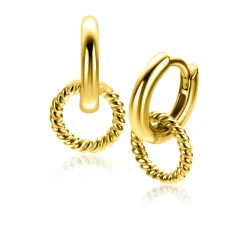 9,5mm ZINZI gold plated zilveren oorbedels ronde vorm met touweffect ZICH2594G (zonder oorringen)