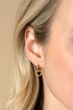 9,5mm ZINZI gold plated zilveren oorbedels ronde vorm met touweffect ZICH2594G (zonder oorringen)