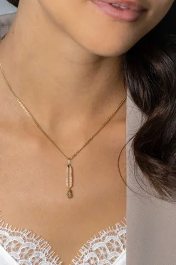 37mm ZINZI gold plated zilveren hanger met trendy open ovale vorm en peervormige hanger groen peridot ZIH2430 (zonder collier)