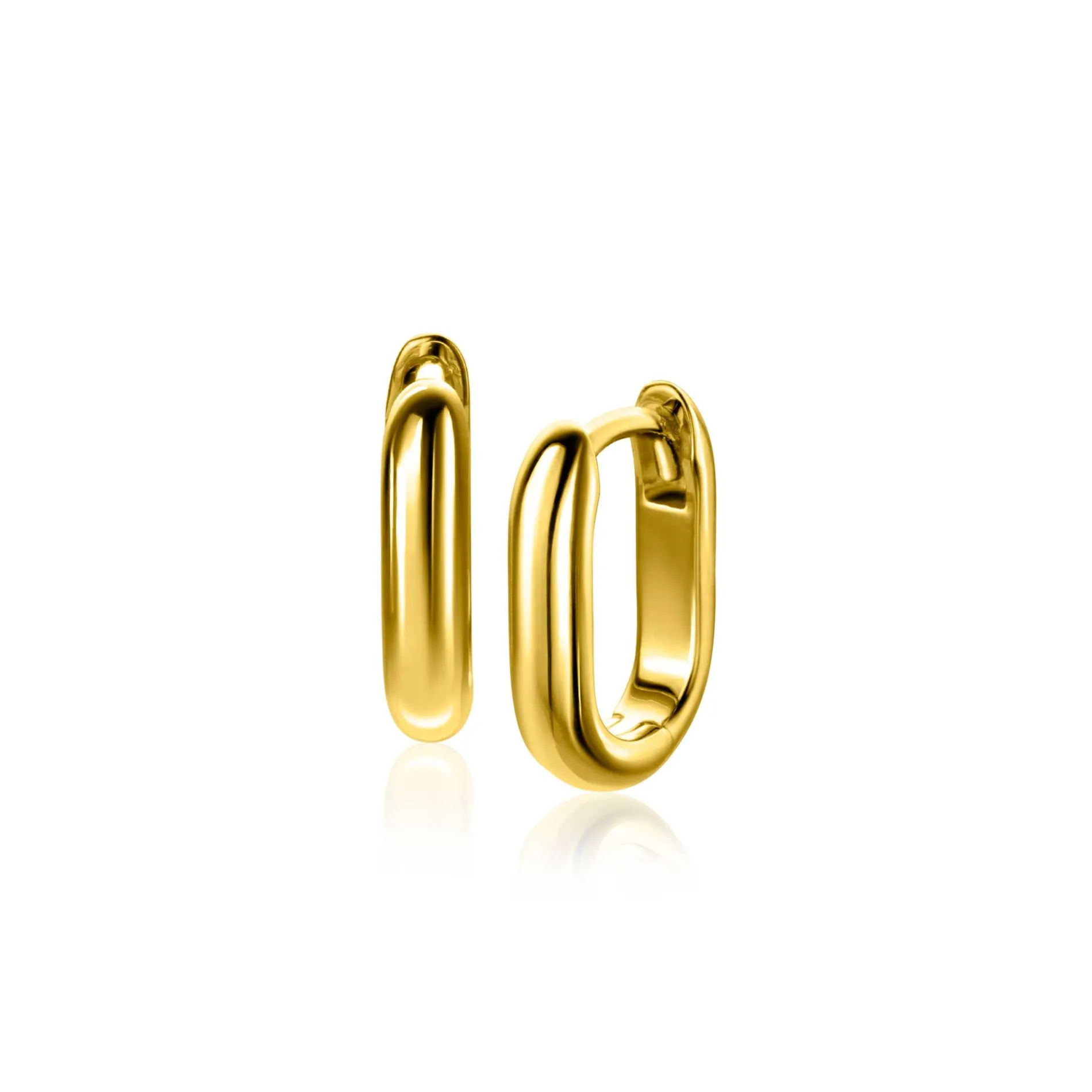 14,5mm ZINZI gold plated zilveren oorringen in ovale vorm met ronde buis 3mm breed ZIO2603G
