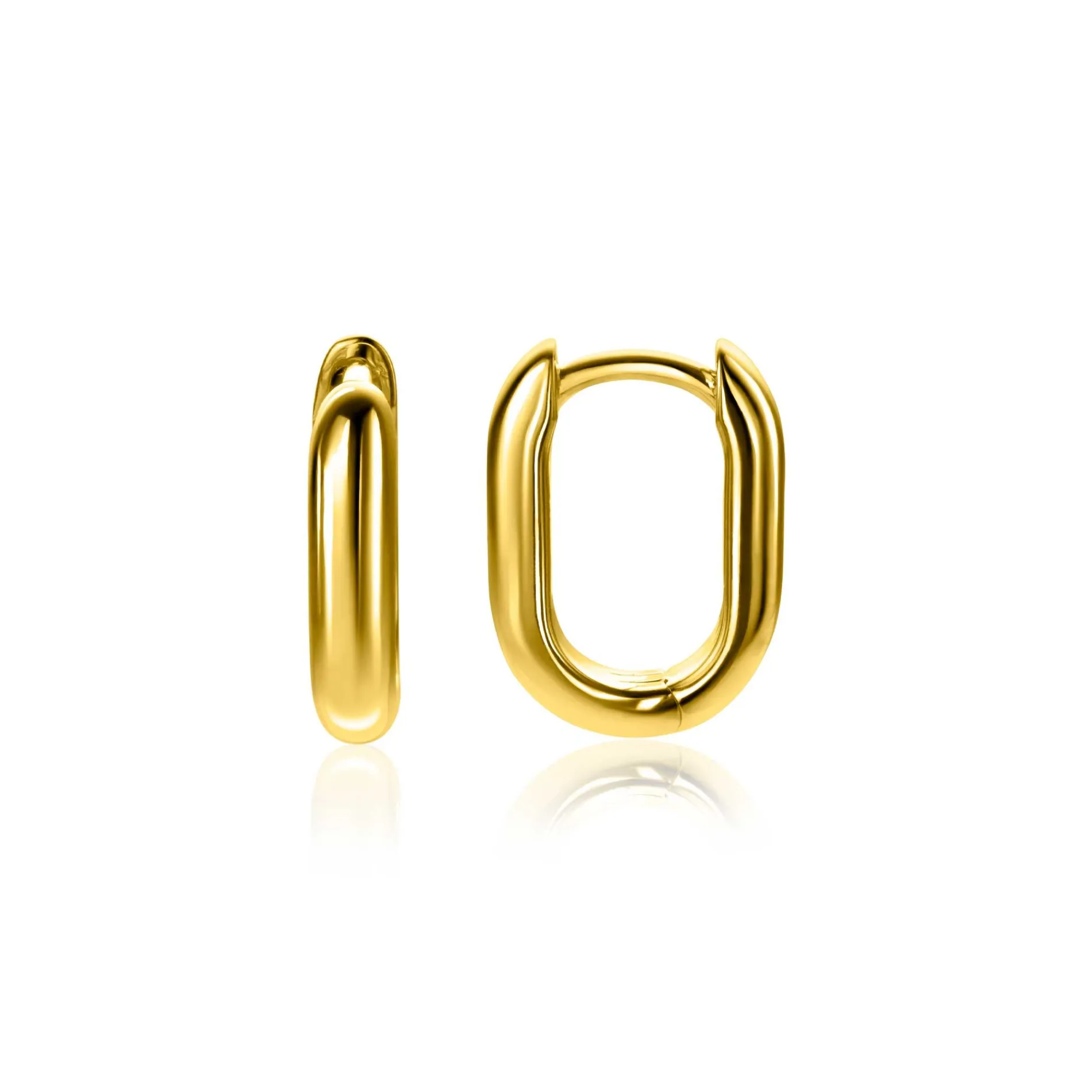 14,5mm ZINZI gold plated zilveren oorringen in ovale vorm met ronde buis 3mm breed ZIO2603G