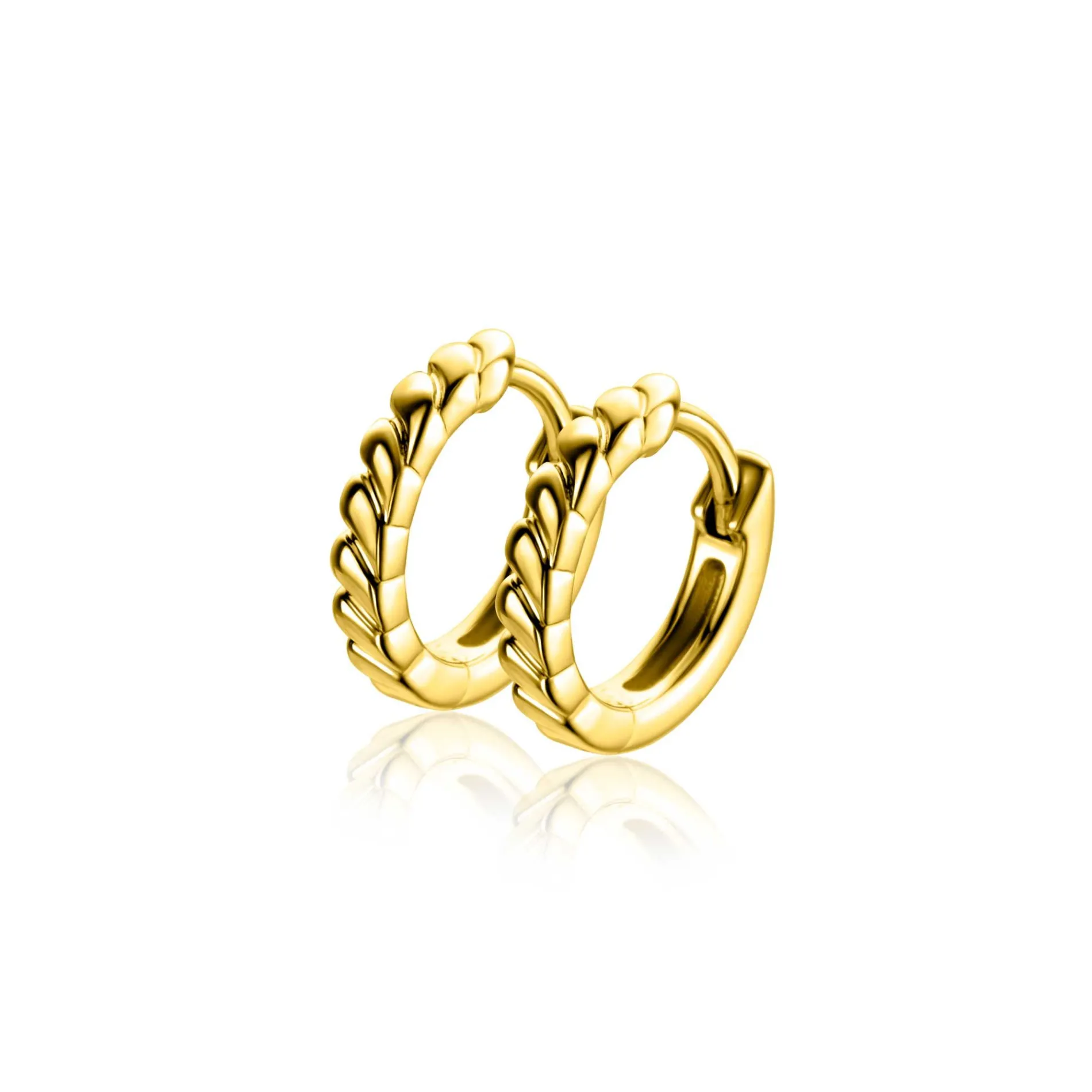 14mm ZINZI gold plated zilveren oorringen met kleine druppels en luxe klapsluiting ZIO2688G