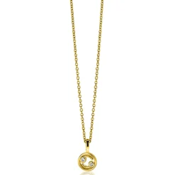 9mm ZINZI gold plated zilveren Kreeft sterrenbeeldhanger bezet met witte zirconia ZIHY-KRE (zonder collier)