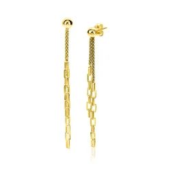 65mm ZINZI gold plated zilveren multi-look oorstekers met bungelende paperclip schakels ZIO2709G