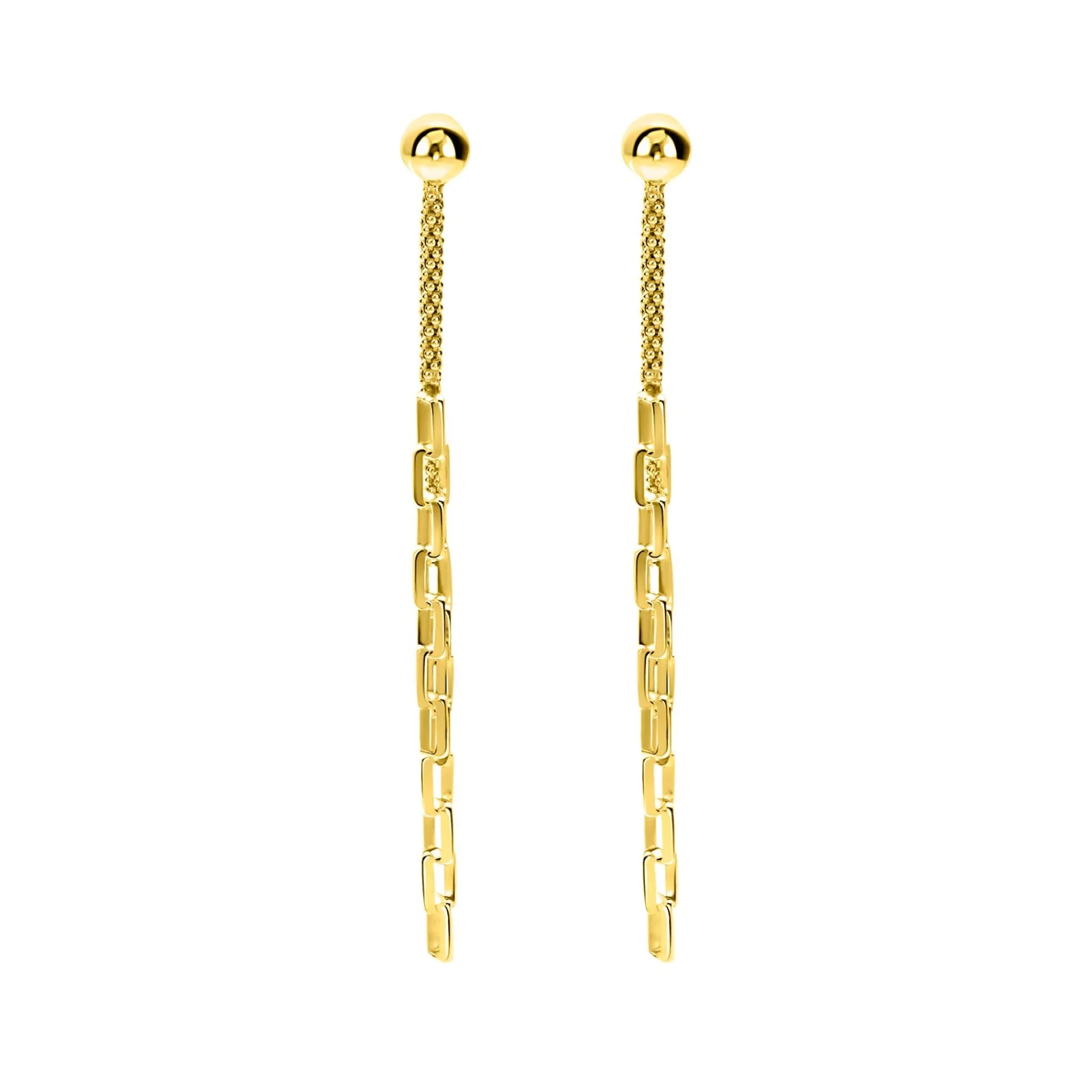 65mm ZINZI gold plated zilveren multi-look oorstekers met bungelende paperclip schakels ZIO2709G