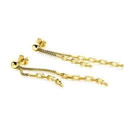 65mm ZINZI gold plated zilveren multi-look oorstekers met bungelende paperclip schakels ZIO2709G
