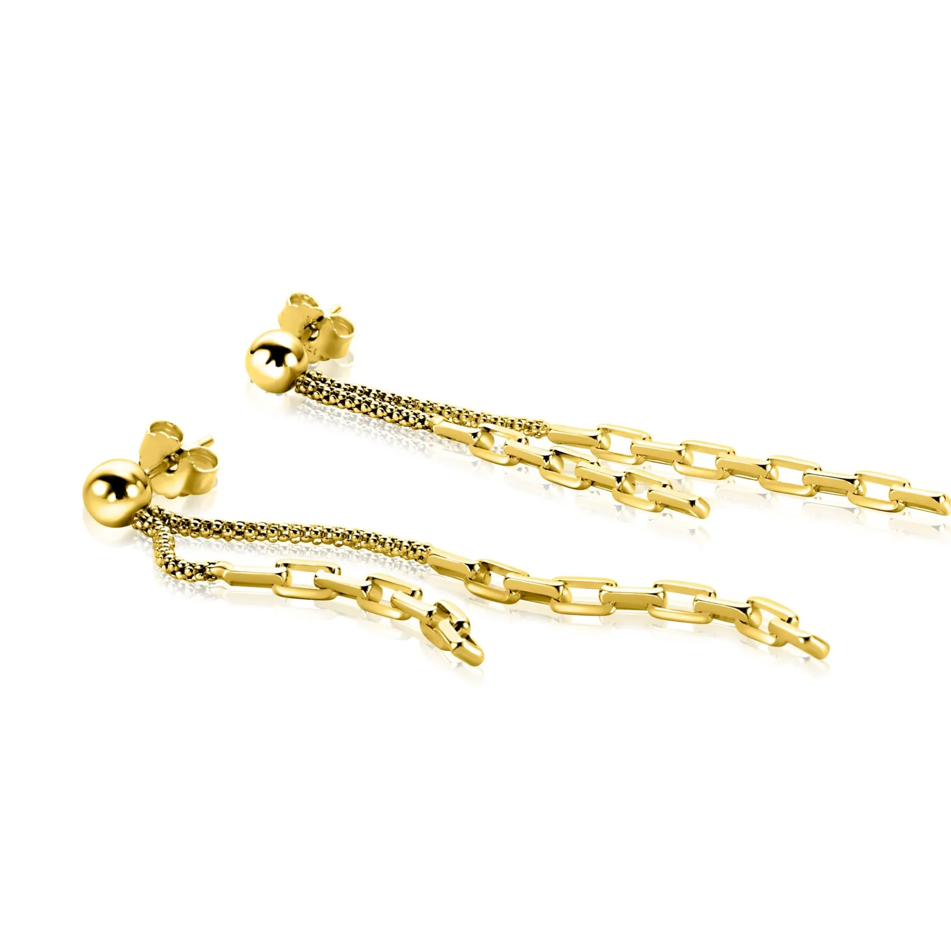 65mm ZINZI gold plated zilveren multi-look oorstekers met bungelende paperclip schakels ZIO2709G