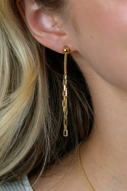 65mm ZINZI gold plated zilveren multi-look oorstekers met bungelende paperclip schakels ZIO2709G