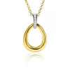 26mm ZINZI gold plated zilveren bicolor hanger druppelvorm glad met witte zirconia's ZIH1709Y (zonder collier)