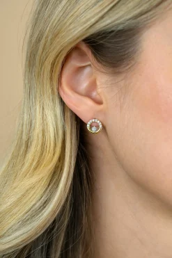 9,5mm ZINZI gold plated zilveren oorstekers open rondje met zirkonia ZIO2725Y