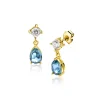 16mm ZINZI gold plated zilveren oorstekers blauwe peer en wit ronde zetting ZIO2744