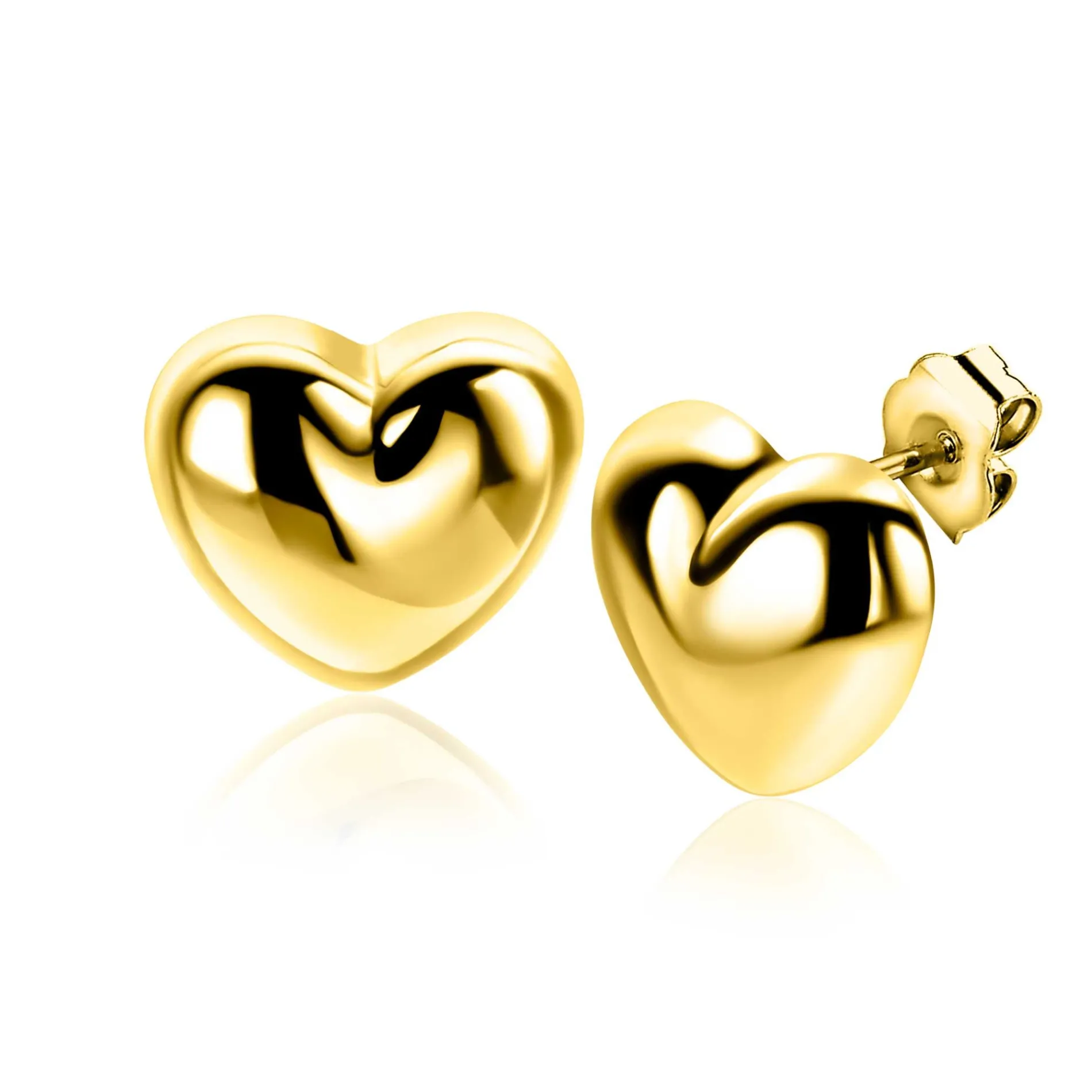 13mm ZINZI gold plated zilveren oorstekers in bolle hart vorm ZIO2672G