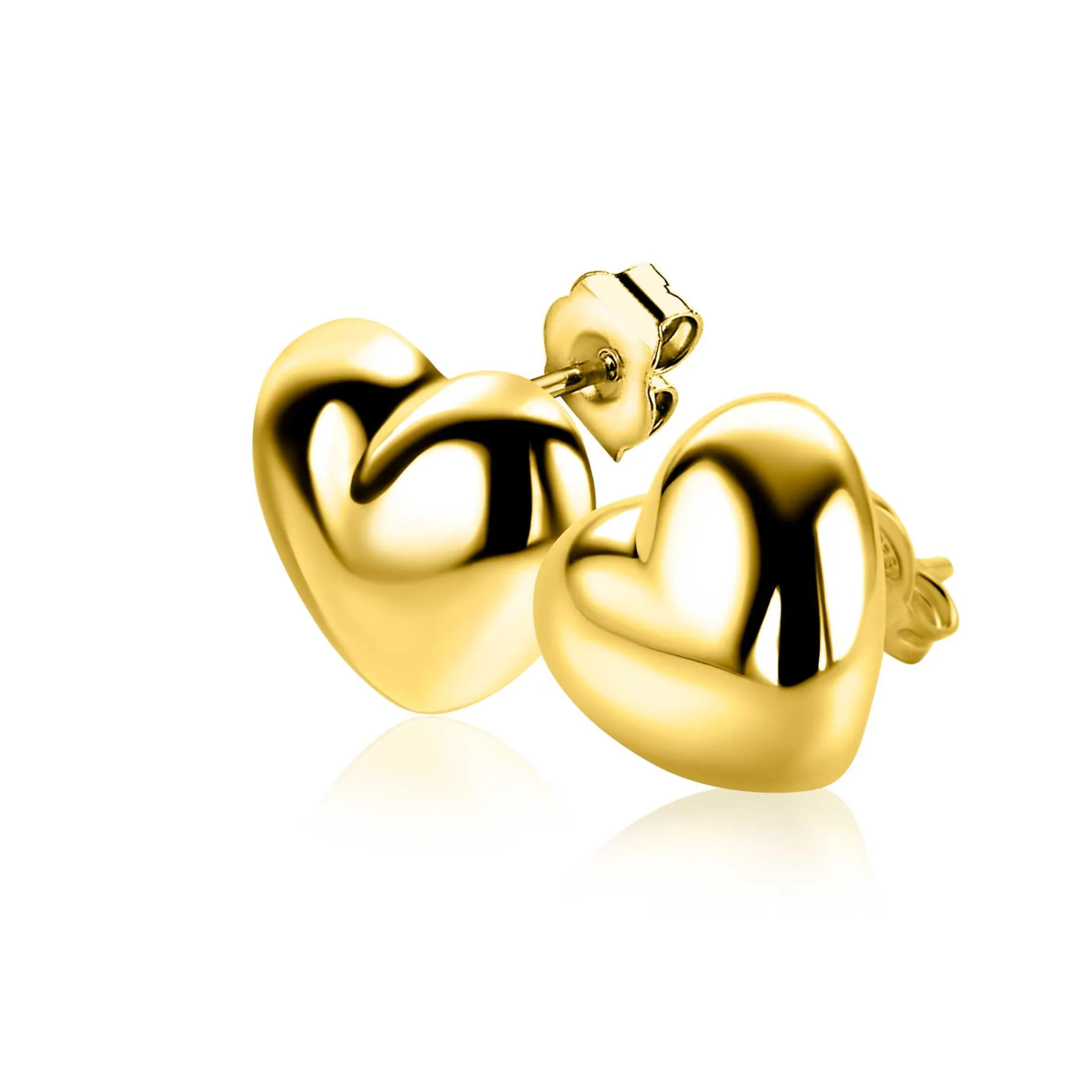 13mm ZINZI gold plated zilveren oorstekers in bolle hart vorm ZIO2672G