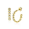 21mm ZINZI gold plated zilveren halve oorringen 4mm buisdikte, bezet met 12 witte zirconia's en met vlindersluiting ZIO2573Y