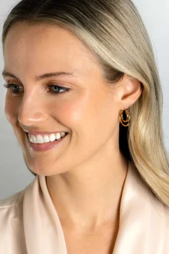 23mm ZINZI gold plated zilveren oorringen met een dubbele oorring in het midden. Een trendy multi-look uitstraling ZIO2483G