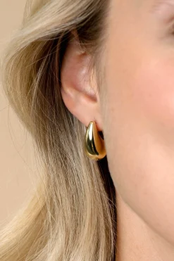 20mm ZINZI gold plated zilveren oorstekers in organische druppelvorm ZIO2589G