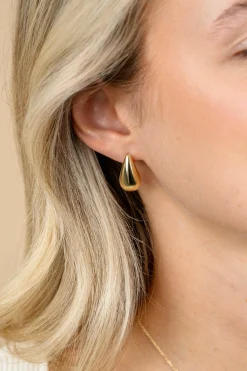 20mm ZINZI gold plated zilveren oorstekers in organische druppelvorm ZIO2589G