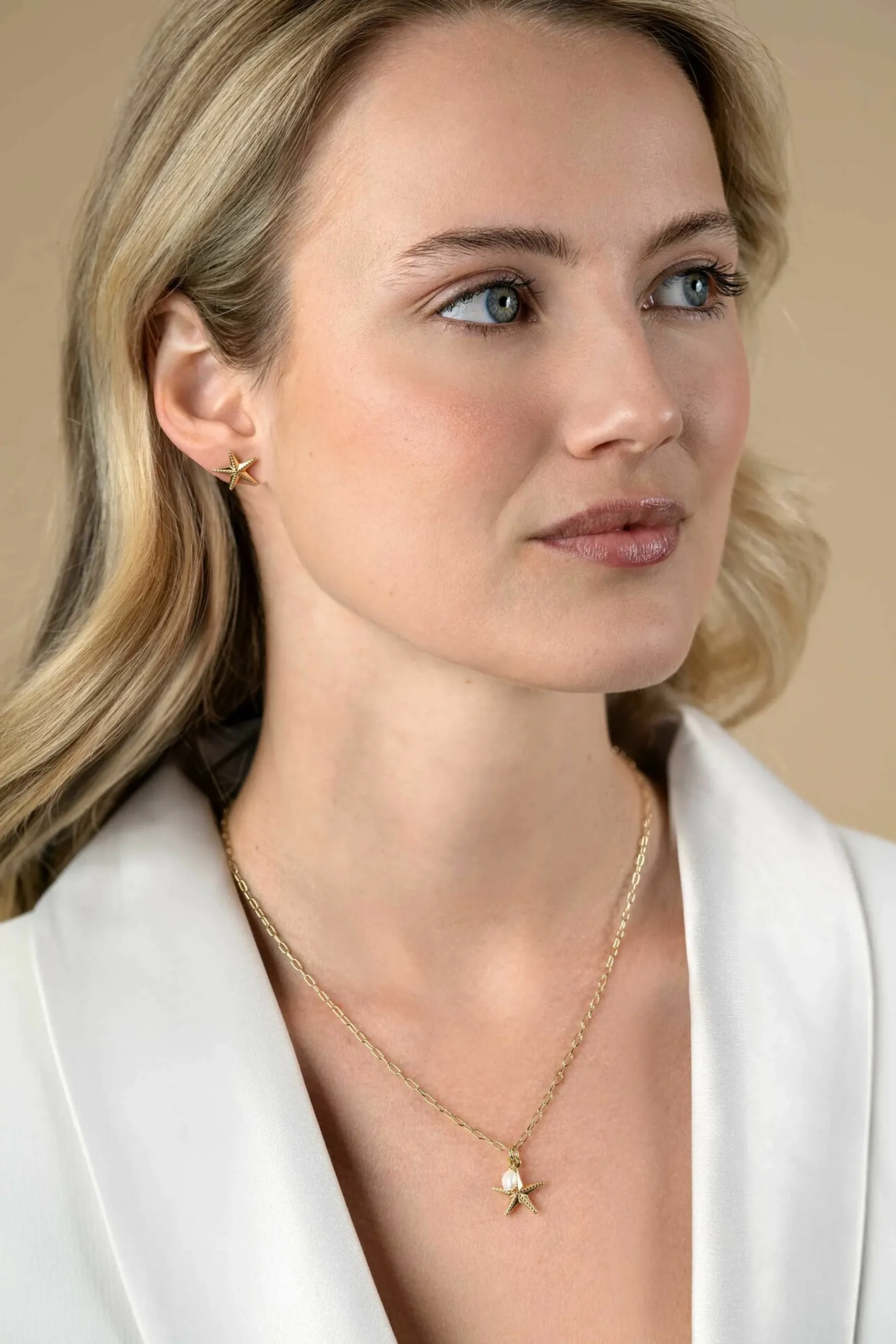 13mm ZINZI gold plated zilveren oorstekers grote zeester ZIO2641