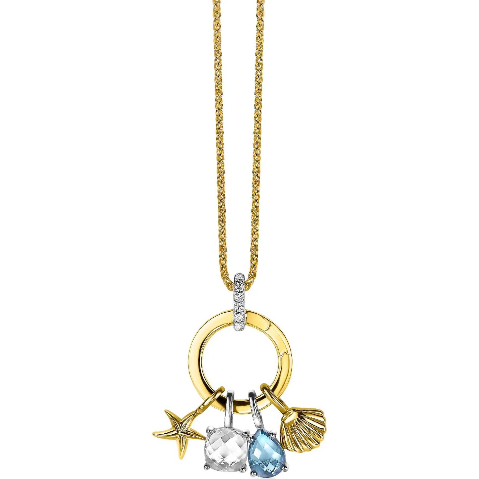 17mm ZINZI gold plated zilveren ronde hanger met sluitring ZIH2060Y (zonder collier)