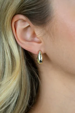 17mm ZINZI gold plated zilveren oorstekers in druppelvorm met witte zirkonia's ZIO2708Y