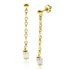40mm ZINZI gold plated zilveren oorstekers met lang schakelkettinkje, inclusief witte zoetwaterparel ZIO2588