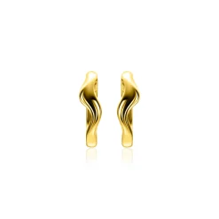 15mm ZINZI gold plated zilveren oorringen organisch gevormd met luxe klapsluiting ZIO2627G