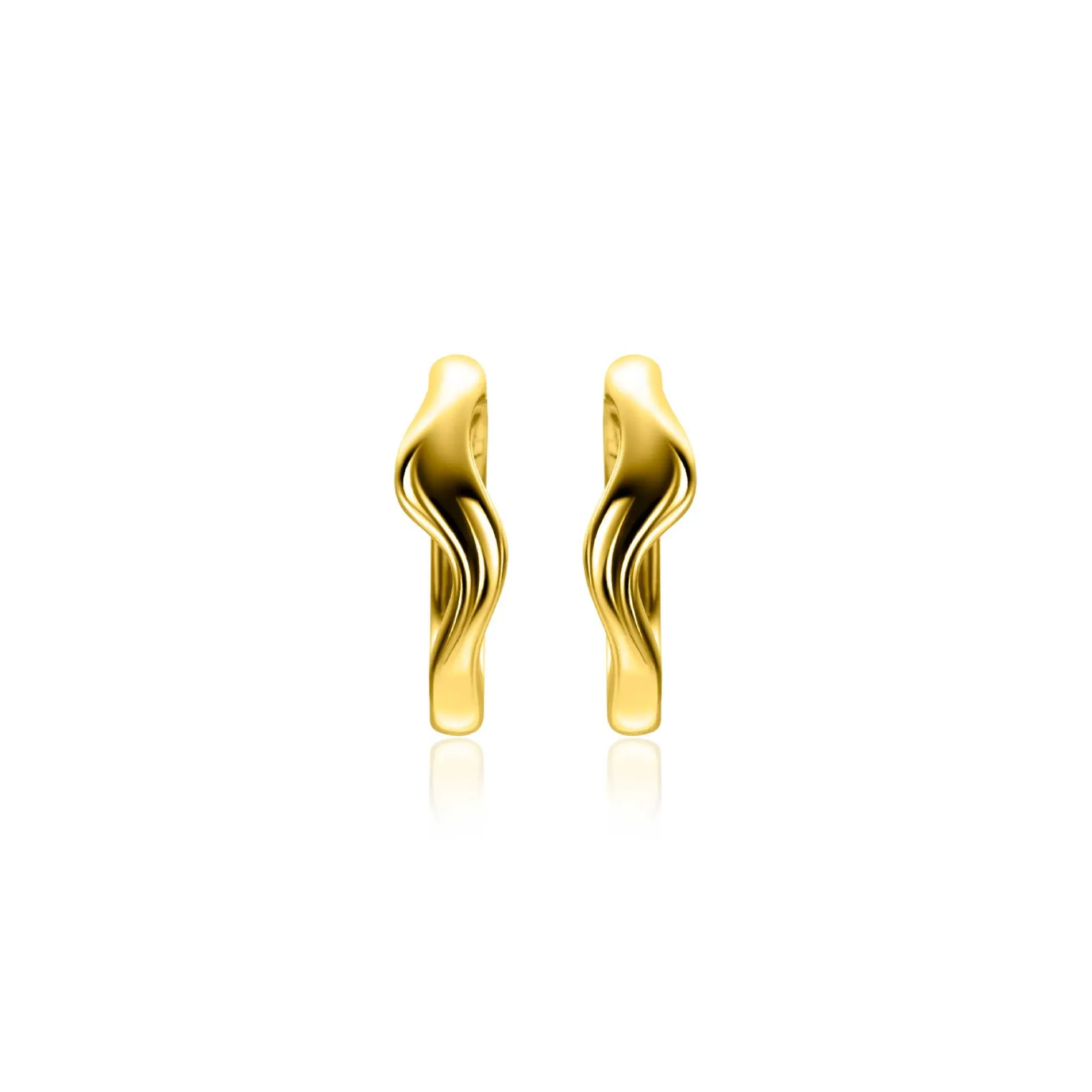 15mm ZINZI gold plated zilveren oorringen organisch gevormd met luxe klapsluiting ZIO2627G
