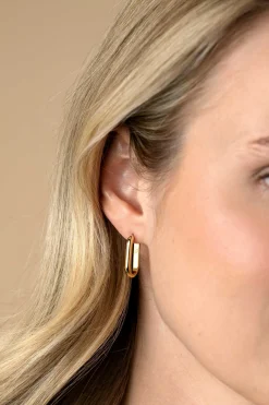 20mm ZINZI gold plated zilveren oorringen in ovale vorm met ronde buis 3mm breed ZIO2605G