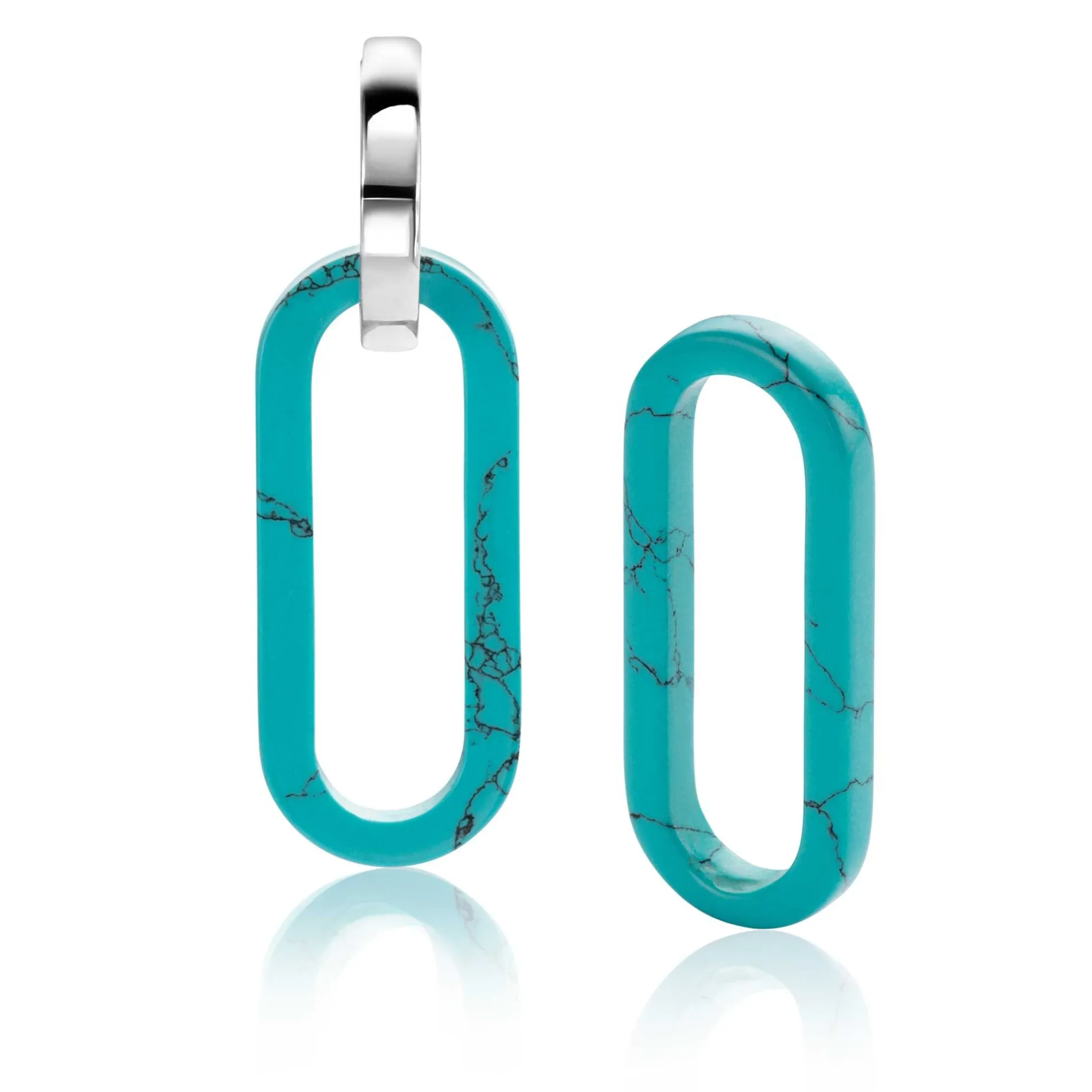 30mm ZINZI grote ovale oorbedels in trendy turquoise blauw ZICH2456T (zonder oorringen)