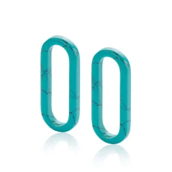30mm ZINZI grote ovale oorbedels in trendy turquoise blauw ZICH2456T (zonder oorringen)