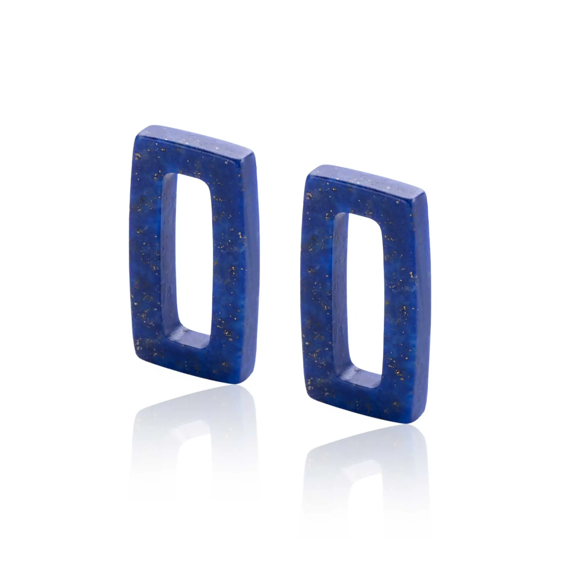 16mm ZINZI oorbedels rechthoek lapis lazuli ZICH2231 (zonder oorringen)