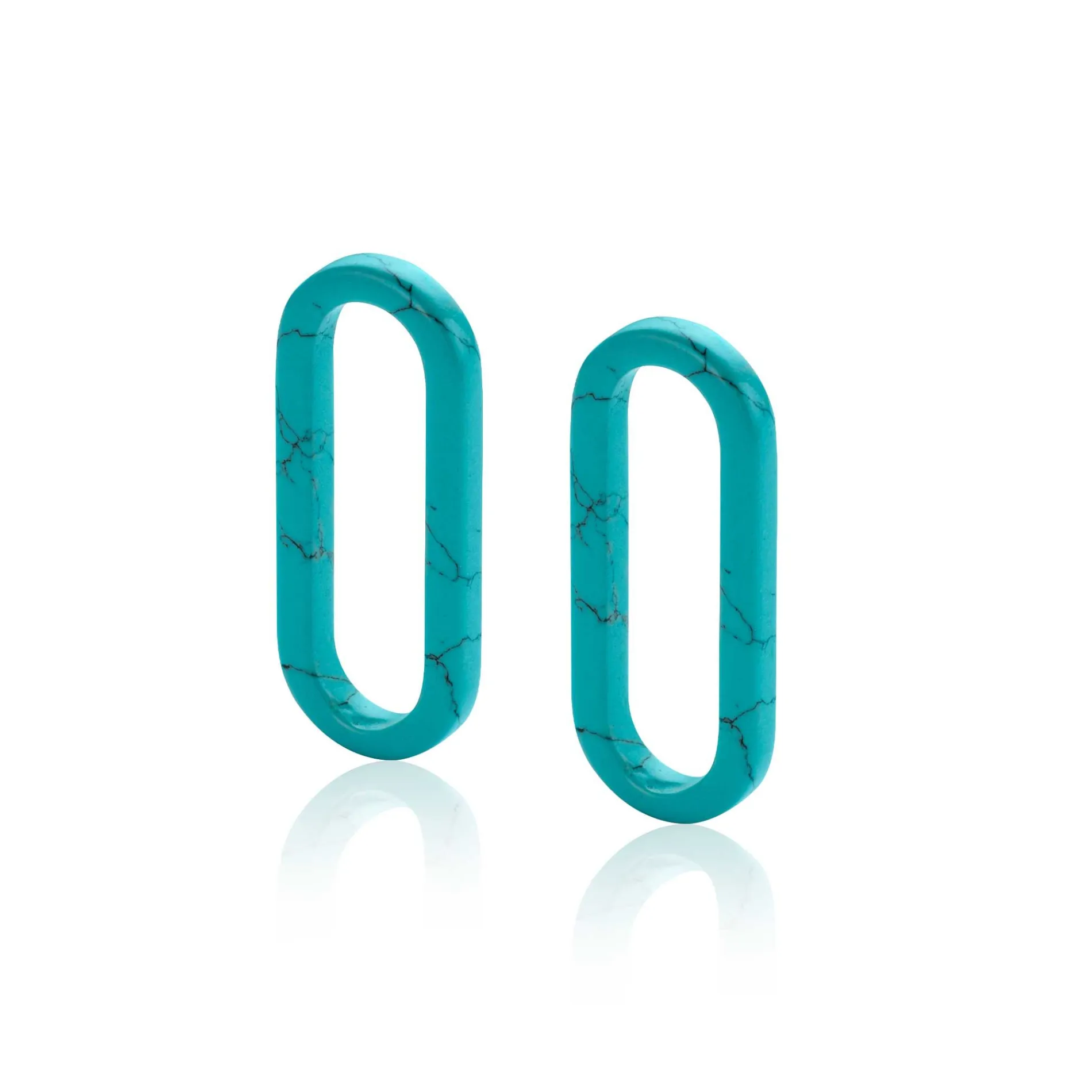 19mm ZINZI ovale oorbedels in trendy turquoise blauw ZICH2455T (zonder oorringen)