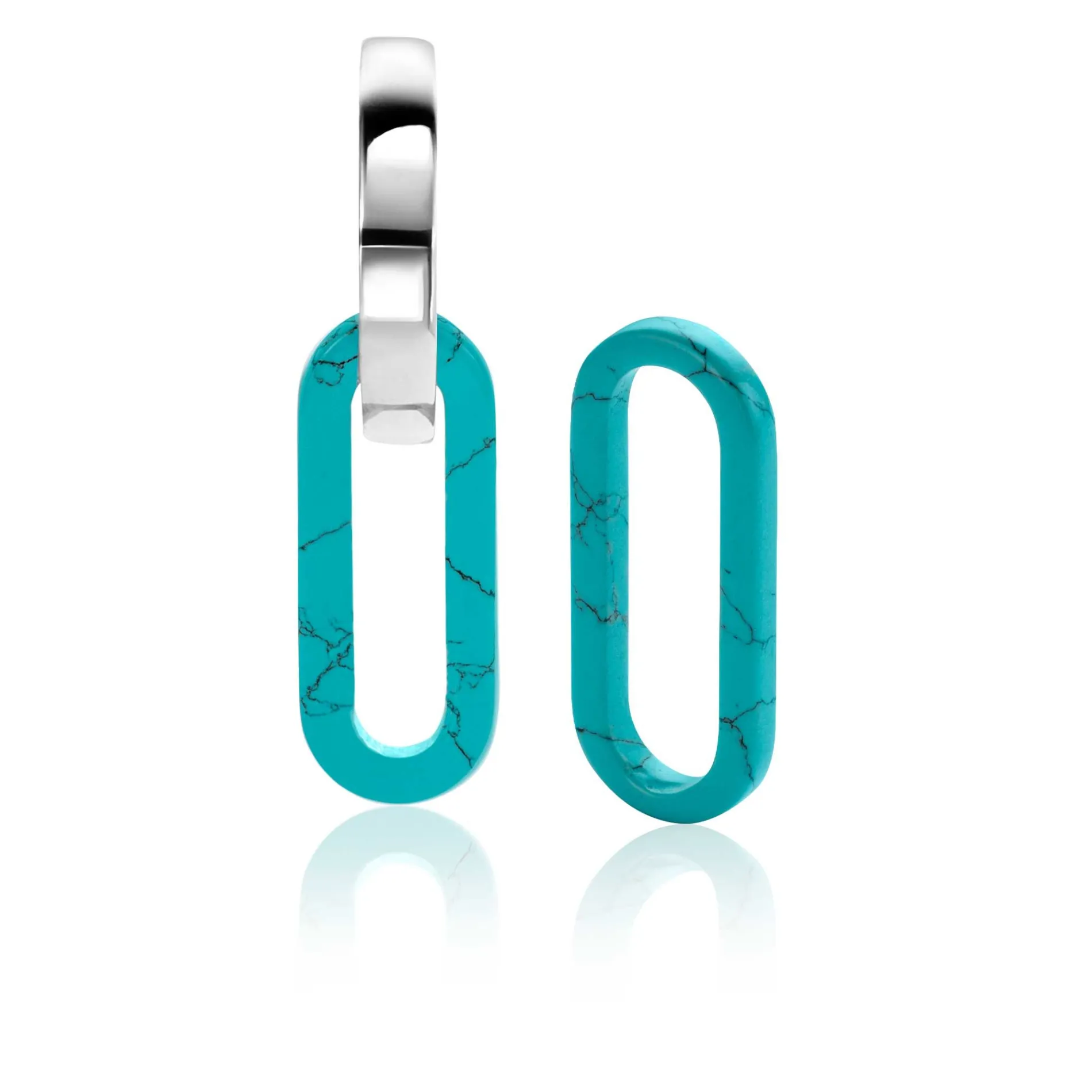19mm ZINZI ovale oorbedels in trendy turquoise blauw ZICH2455T (zonder oorringen)