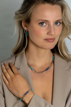19mm ZINZI ovale oorbedels in trendy turquoise blauw ZICH2455T (zonder oorringen)