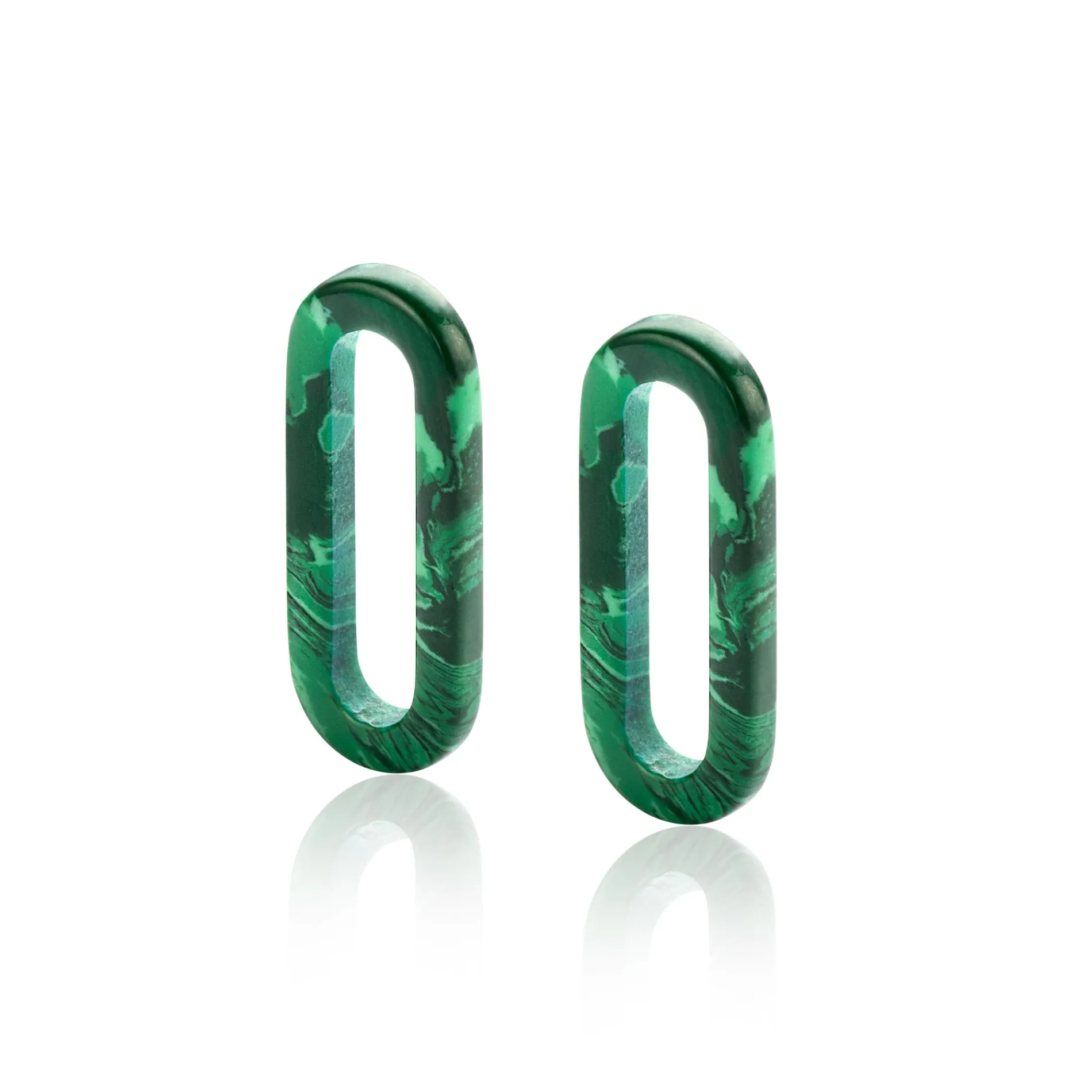 19mm ZINZI ovale oorbedels in trendy malachiet groen ZICH2455G (zonder oorringen)