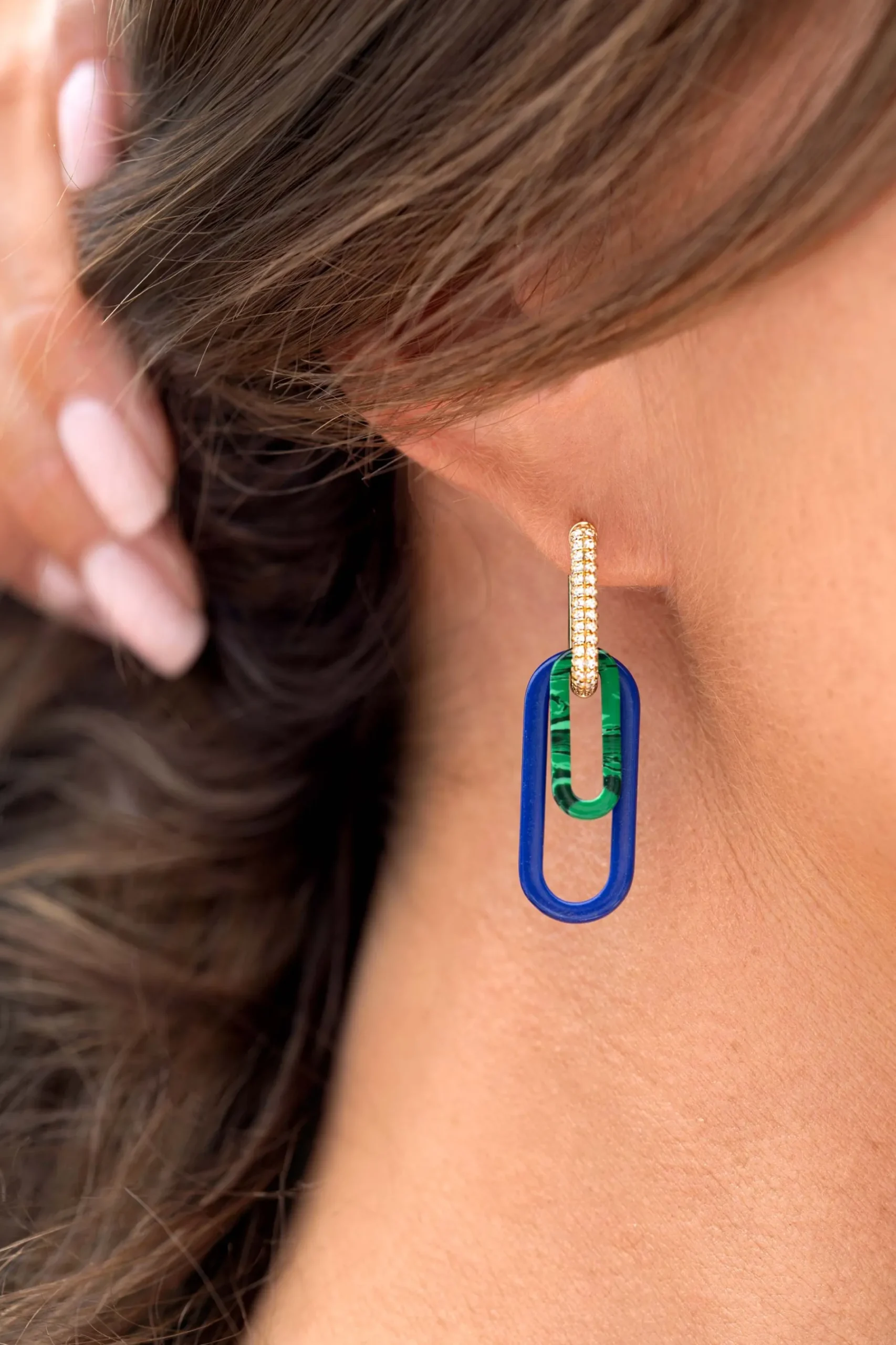 19mm ZINZI ovale oorbedels in trendy malachiet groen ZICH2455G (zonder oorringen)