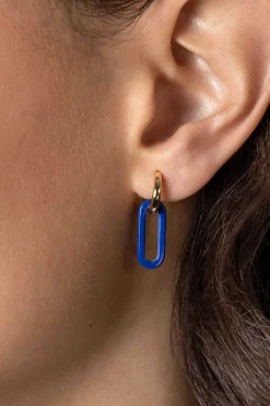 19mm ZINZI ovale oorbedels in trendy lapis lazuli blauw ZICH2455L (zonder oorringen)
