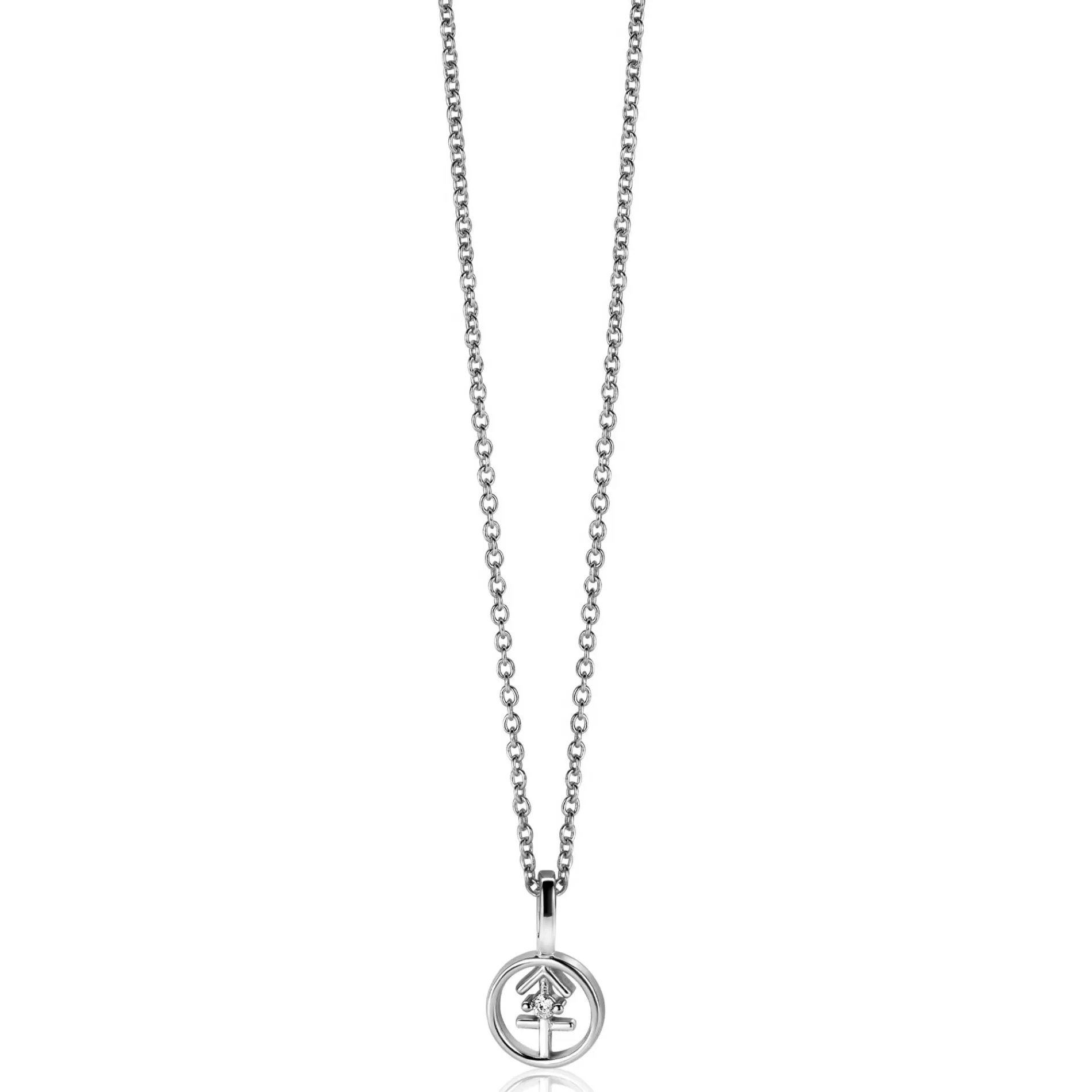 9mm ZINZI zilveren Boogschutter sterrenbeeldhanger bezet met witte zirconia ZIH-BOO (zonder collier)