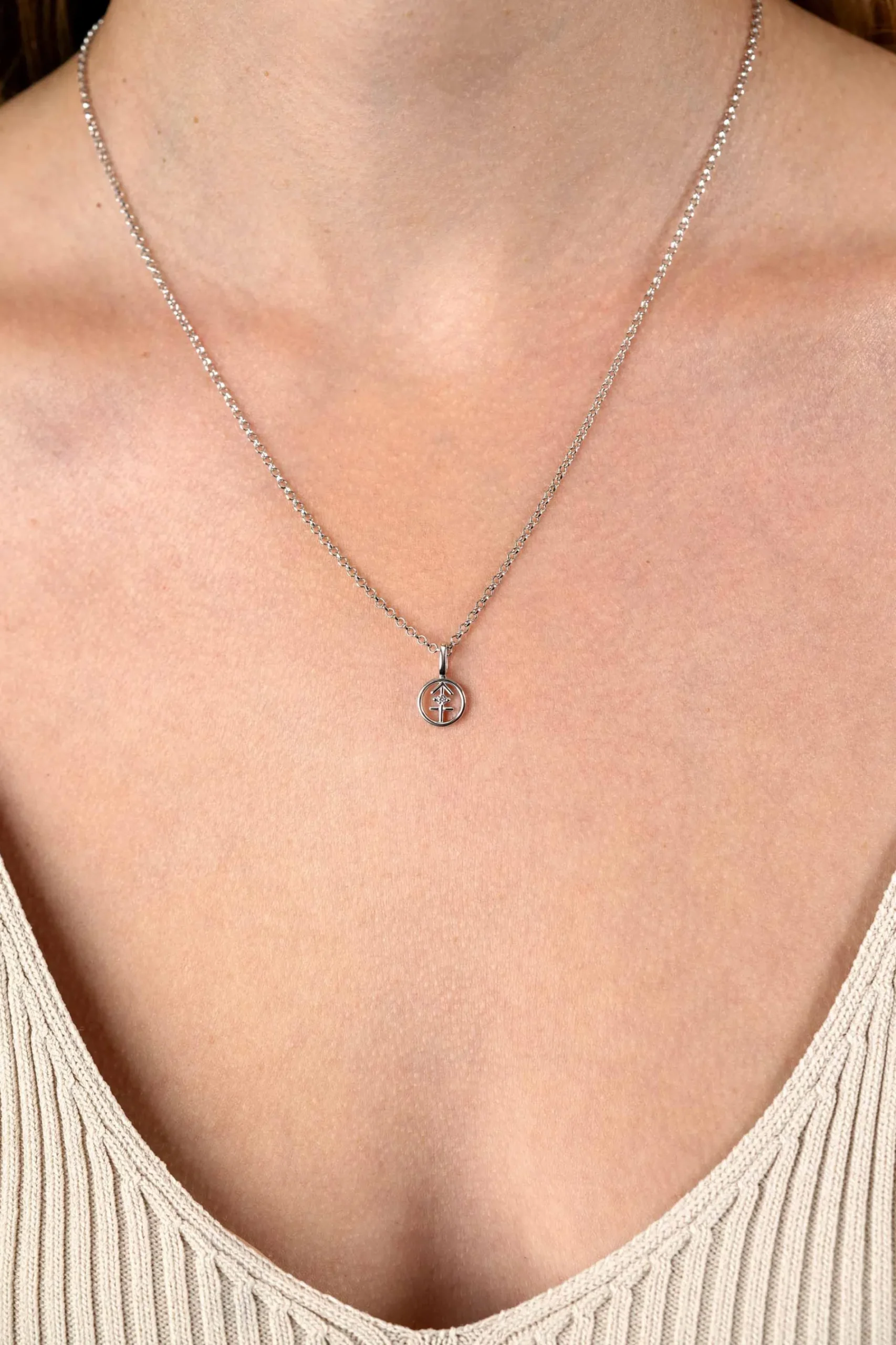 9mm ZINZI zilveren Boogschutter sterrenbeeldhanger bezet met witte zirconia ZIH-BOO (zonder collier)