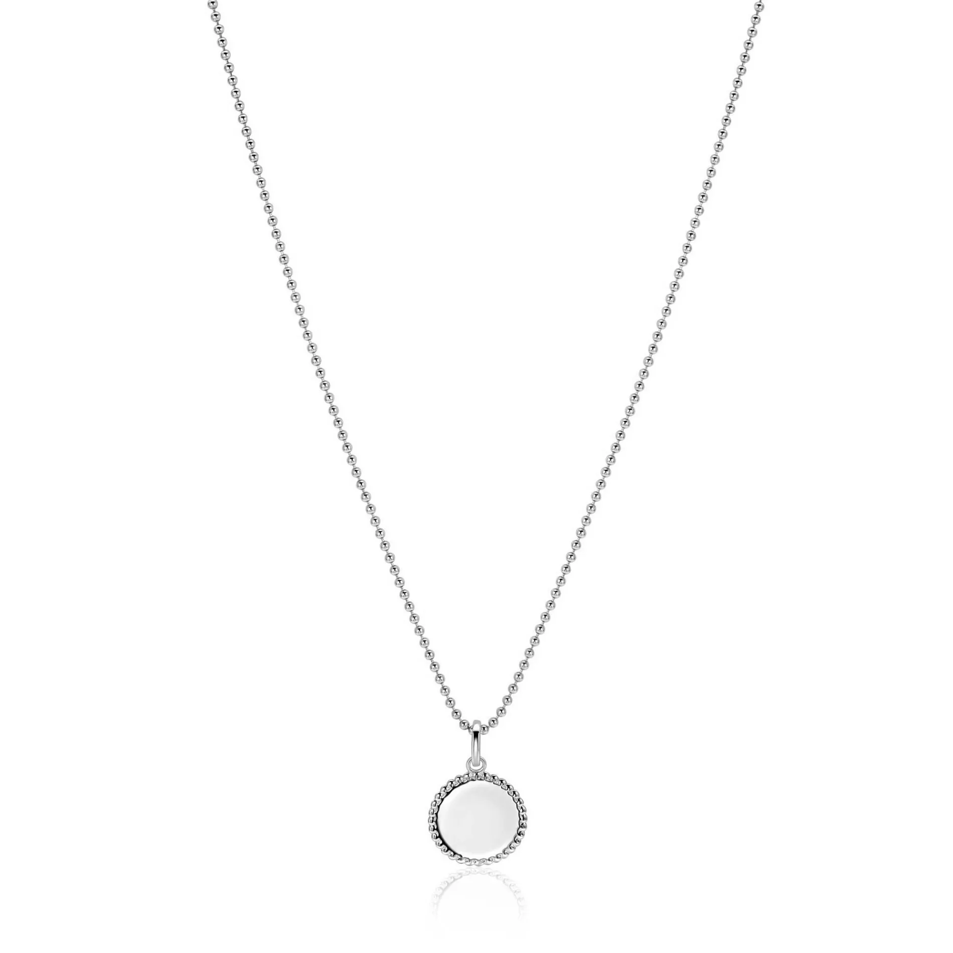 12mm ZINZI zilveren coin hanger met parelrand voor gravure ZIH2650 (zonder collier)