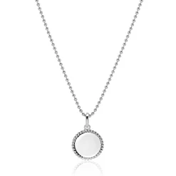 12mm ZINZI zilveren coin hanger met parelrand voor gravure ZIH2650 (zonder collier)