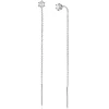 80mm ZINZI zilveren doortrek oorbellen met chatonzetting 5mm witte zirconia en sierlijk kettinkje ZIO2576