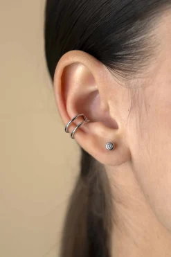 12,5mm ZINZI zilveren ear cuff multi-look dubbele buis 5,5mm breed per stuk geprijsd ZIO-CUFF4