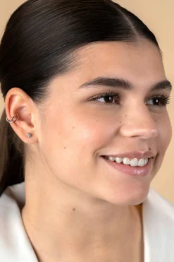 12,5mm ZINZI zilveren ear cuff cross-over gladde buis 5,5mm breed per stuk geprijsd ZIO-CUFF5