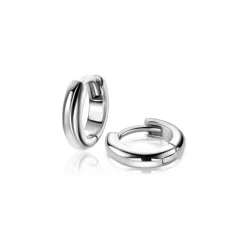 12,5mm ZINZI zilveren gladde oorringen met ronde buis 3mm met luxe klapsluiting ZIO2600