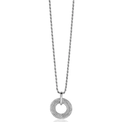 20mm ZINZI zilveren hanger open ronde vorm, bezet met witte zirconia's ZIH2446 (zonder collier)