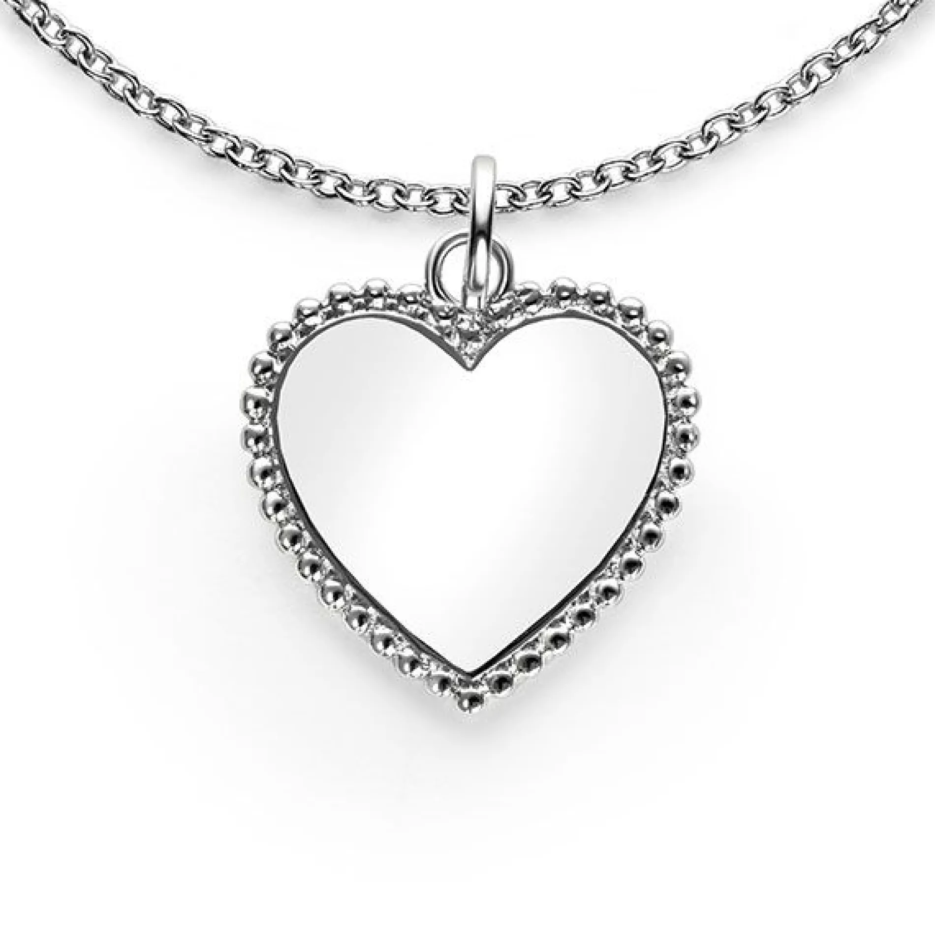 21mm ZINZI zilveren hanger hart met parelrand voor gravure ZIH2653 (zonder collier)